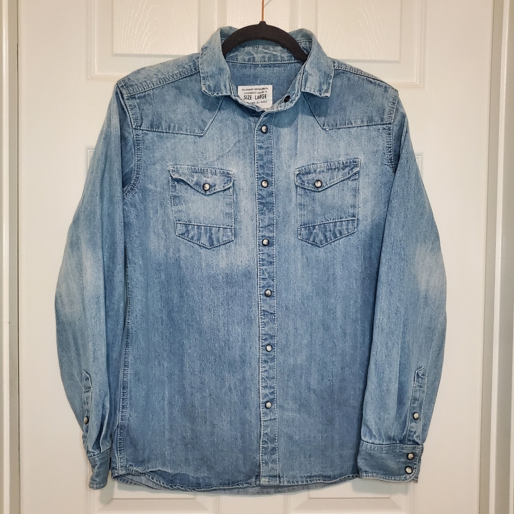 Mens ALLSAINTS Spitalfields Jacks Place Western Shirt Chambray. Very nice!!